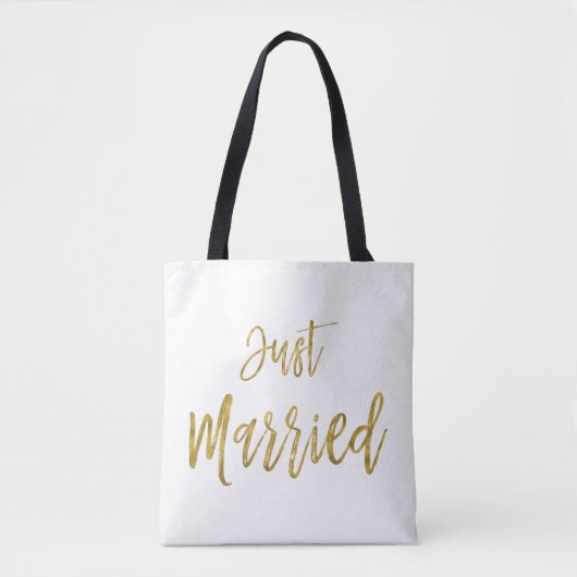 Just Married Gold Foil Brie Beach Bag Tasche (Vorderseite)
