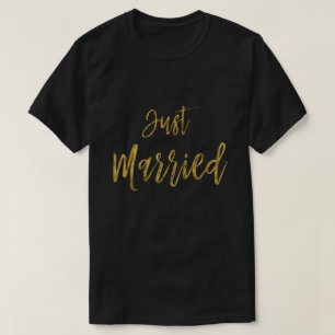 Just Married Gold Foil Typografy Shirt