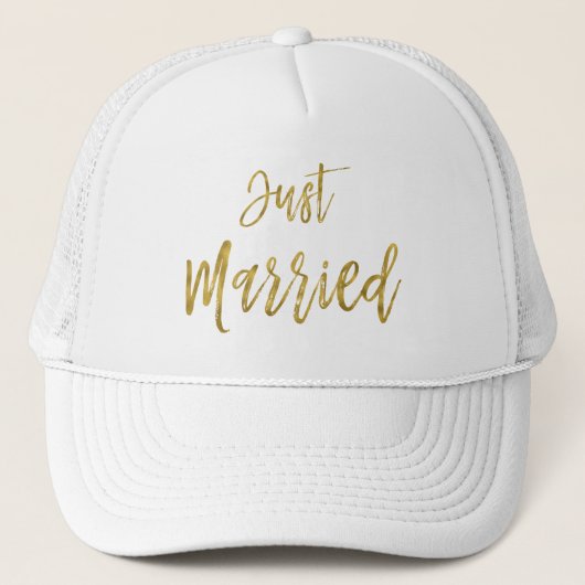 Just Married Gold Found White Trucker Hat Truckerkappe (Vorderseite)