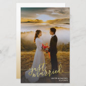 Just Married Gold Full Foto Hochzeitsankündigung (Vorne/Hinten)