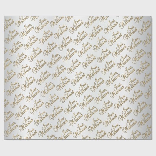 Just Married Gold Script | Hochzeit Geschenkpapier (Flach)