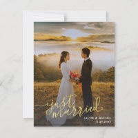 Just Married Gold Script Overlay Foto Hochzeit