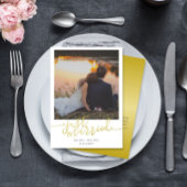 Just Married Gold Script Overlay Foto Hochzeit Ankündigung
