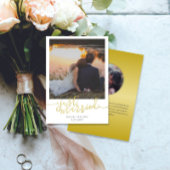 Just Married Gold Script Overlay Foto Hochzeit Ankündigung