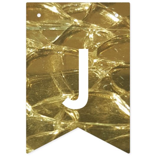 Just Married Gold White Glitzer Wedding Party Wimpelkette (Dritte Fahne)