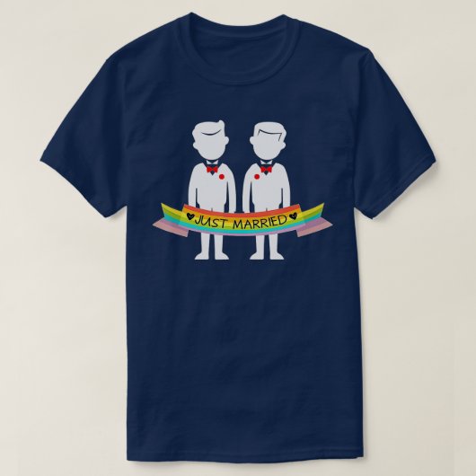 Just Married Grooms Rainbow Gay Honeymoon  T-Shirt (Design vorne)