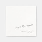 Just Married Hand Lettered: Elegante schicke Hochz Serviette (Vorderseite)