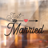 Just Married Heart Arrow Red Fensteraufkleber (Blatt 2)