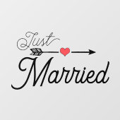 Just Married Heart Arrow Red Fensteraufkleber (Blatt)