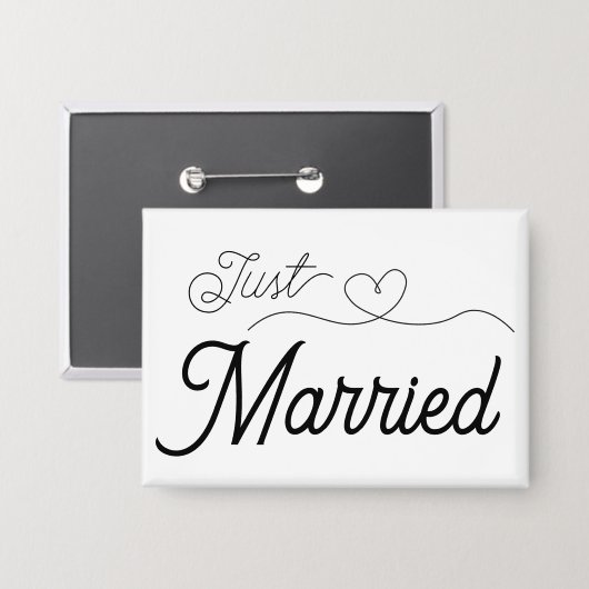 Just Married Heart Button (Vorderseite/Rückseite)