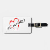 Just Married Heart Gepäckanhänger (Vorderseite horizontal)