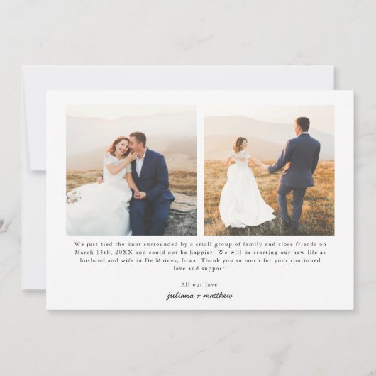 Just Married Heart Script Wedding Multi Foto Ankündigung (Rückseite)