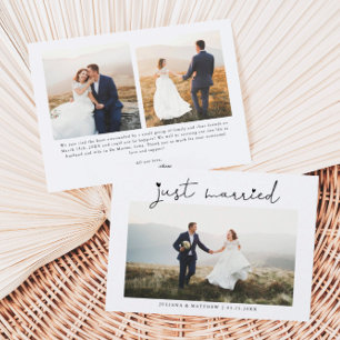 Just Married Heart Script Wedding Multi Foto Ankündigung