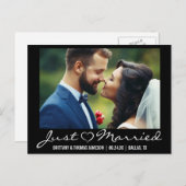 Just Married Heart Wedding Foto Postcard Ankündigungspostkarte (Vorne/Hinten)