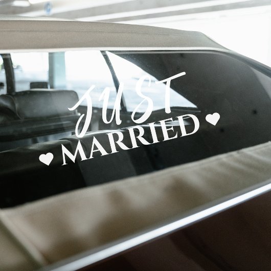 Just Married Heart Wedding New Car Sticker