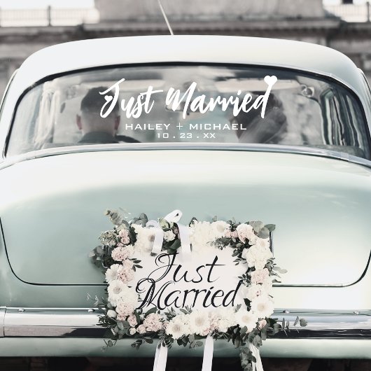 Just Married Heart Wedding New Car Sticker