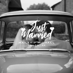 Just Married Heart Wedding New Car Sticker