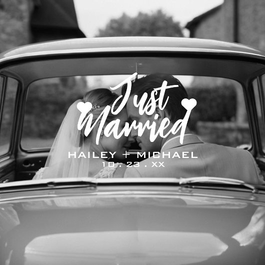 Just Married Heart Wedding New Car Sticker