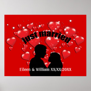 Just Married Hearts Lotta Liebe Custom Poster 24x1