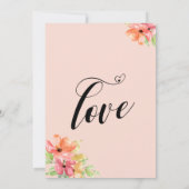 Just Married Hearts Script Blush Boho Blume Einladung (Rückseite)