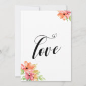 Just Married Hearts Script Watercolor Blume Einladung (Rückseite)
