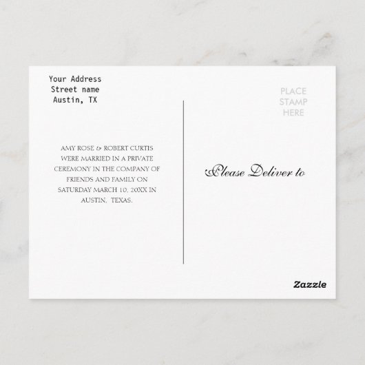 Just Married | Hochzeitserklärung Postkarte (Rückseite)