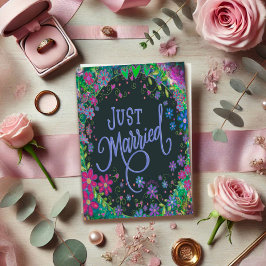 Just Married Hübsch Floral Wedding Modern Boho Karte