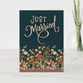 Just Married Hübsch Wildblume Wedding Boho Karte (Vorderseite)