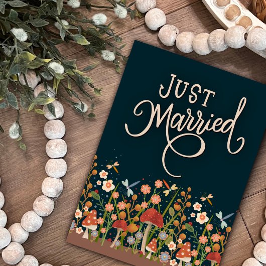Just Married Hübsch Wildblume Wedding Boho Karte