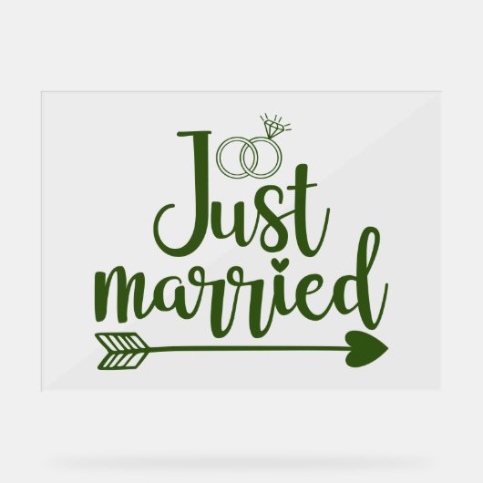 Just Married Hunter Green Acrylschild (Vorderseite)