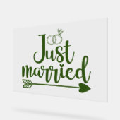 Just Married Hunter Green Acrylschild (Winkel)