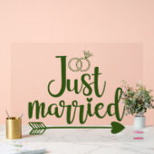 Just Married Hunter Green Acrylschild (Hochzeit)