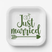 Just Married Hunter Green Pappteller (Vorderseite)