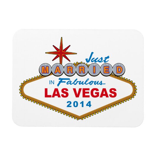 Just Married in Fabulous Las Vegas 2014 (Zeichen) Magnet (Horizontal)