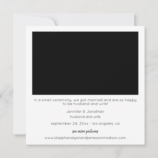 Just Married Instant Foto Ankündigung (Rückseite)