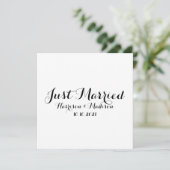 Just Married Kalligraphy Wedding Announcement Card Karte (Stehend Vorderseite)