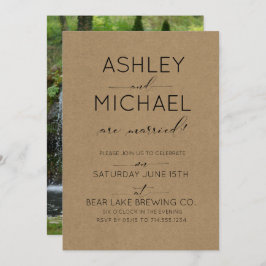 Just Married Kraft Foto Wedding Party Einladung