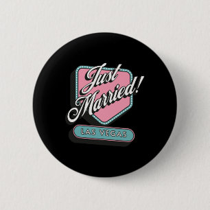 Just Married Las Vegas Wedding Bride Groom Button