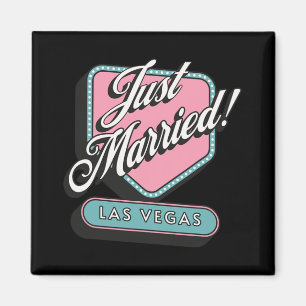 Just Married Las Vegas Wedding Bride Groom Magnet