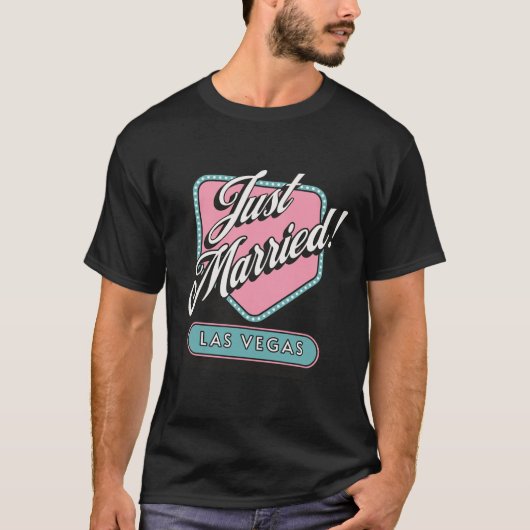 Just Married Las Vegas Wedding Bride Groom T-Shirt (Vorderseite)