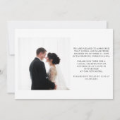 Just Married | Lässiges Script Foto Elopement Ankündigung (Rückseite)