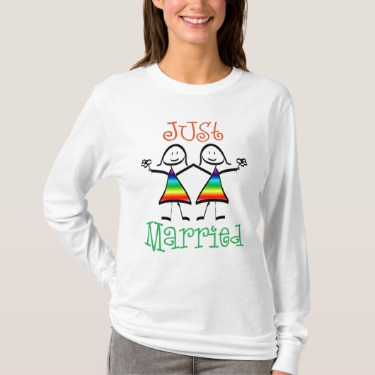 Just Married Lesbian Wedding T - Shirt (Vorderseite)