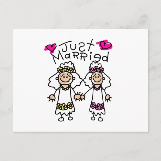 Just Married Lesbians Ankündigungspostkarte (Vorderseite)