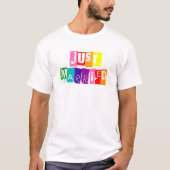 Just Married LGBT LGBTQ Rainbow Flag Typografie T-Shirt (Vorderseite)