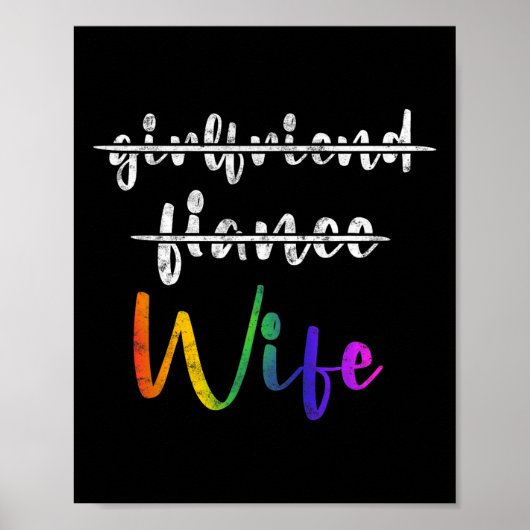 Just Married Lgbt Wedding Party Lesbian Ehefrau T- Poster (Vorne)