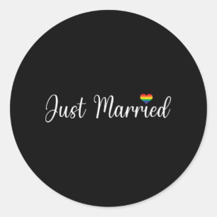 Just Married Lgbtq Gay Wedding Lesbian Bride Gay H Runder Aufkleber