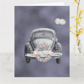 Just Married Lila Lavender Wedding Karte (Gelbe Blume)