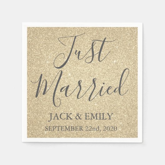 Just Married Luxury Gold Napkins Serviette (Vorderseite)