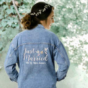 Just Married Matching Paares Flitterwochen Shirts Jeansjacke