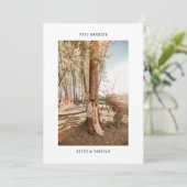 Just Married Minimal Schreibwriter Foto Elopement Ankündigung (Stehend Vorderseite)